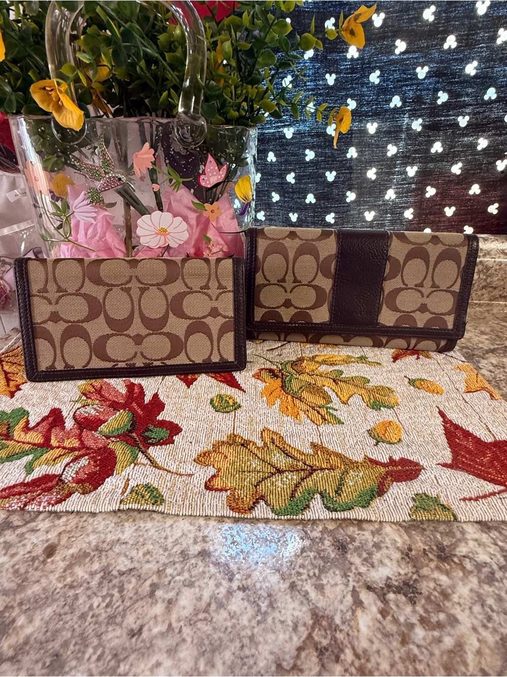 Coach Brown Signature Canvas wallet and checkbook cover